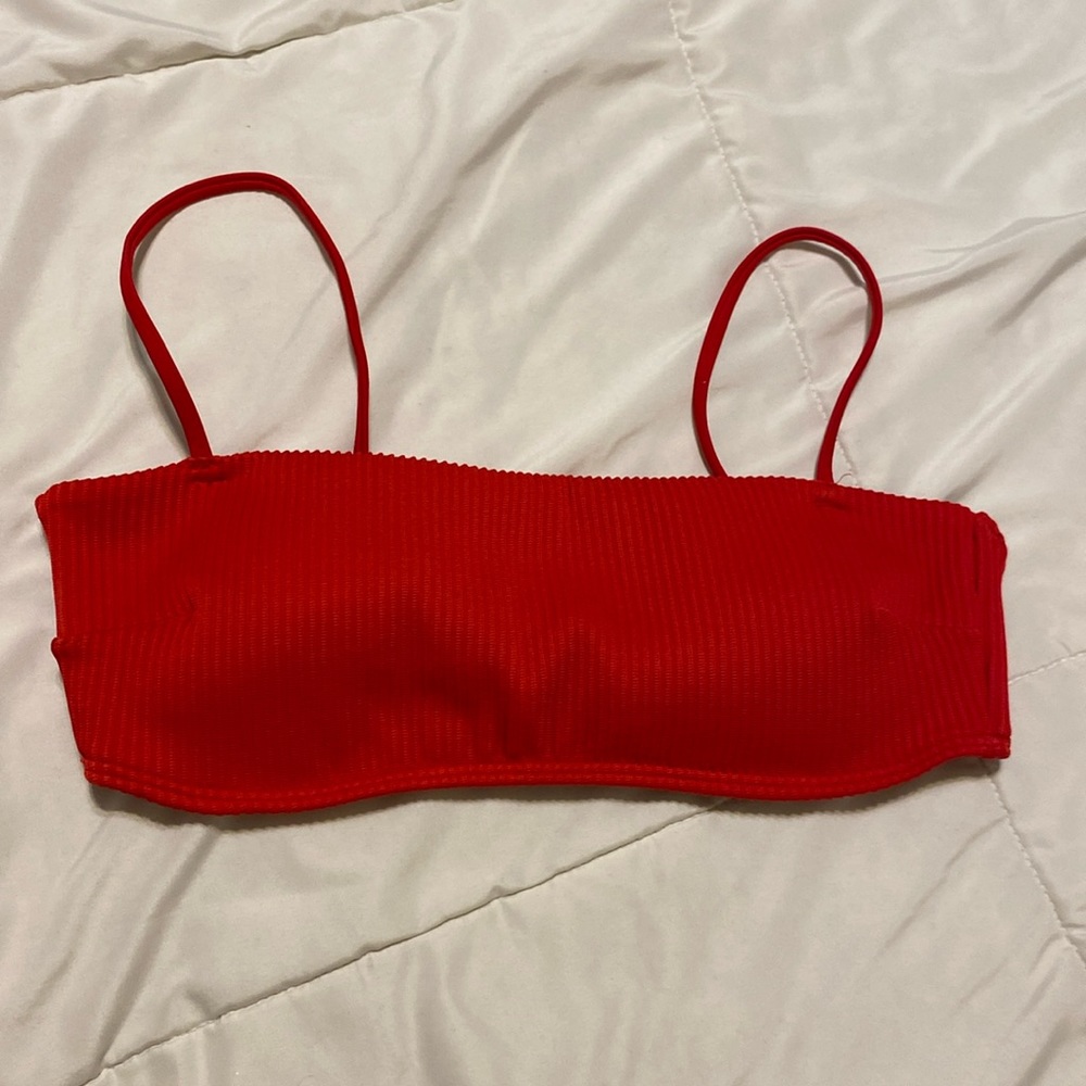 Red rubbed swimsuit top from Hollister
